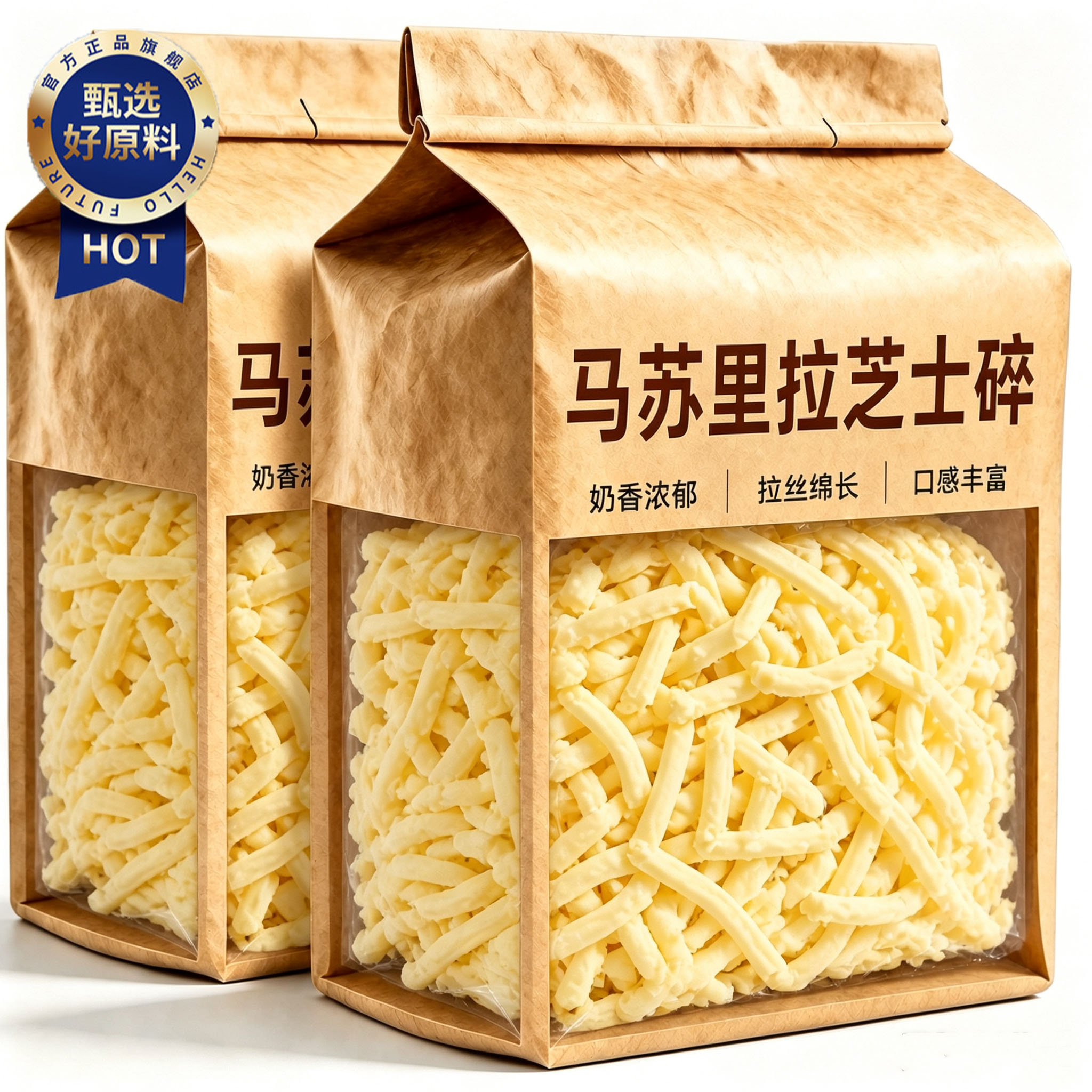 马苏里拉芝士碎拉丝家用官方旗舰店儿童无添加拉丝奶酪商用披萨用图片