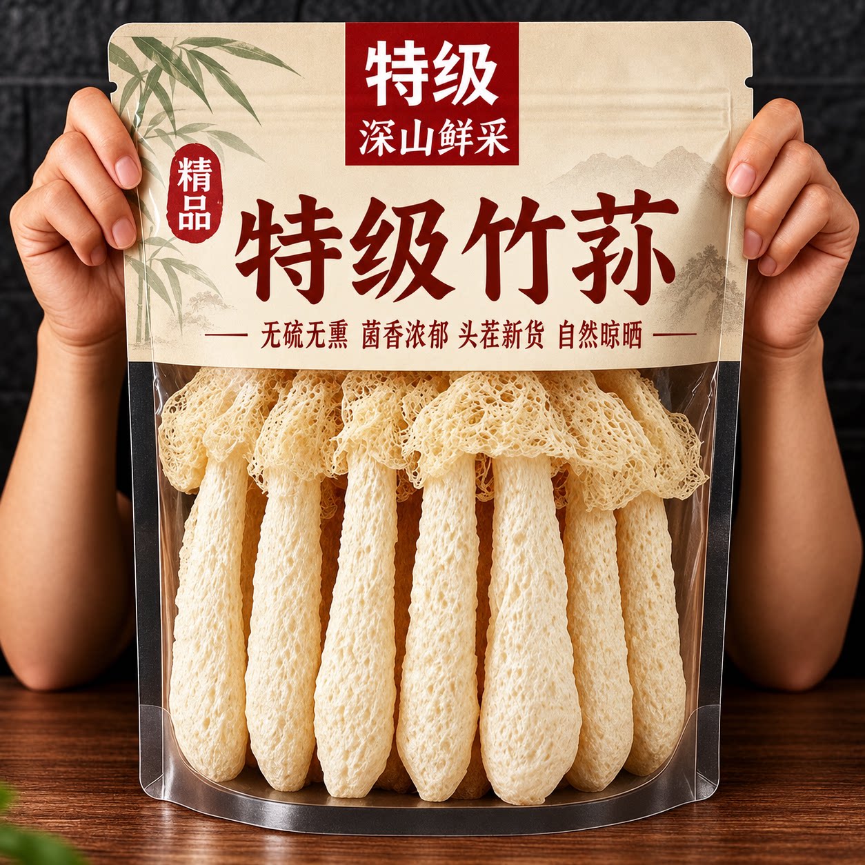 竹荪干货官方旗舰店特级野生菌菇煲汤食材新鲜中式养生冲饮纯天然