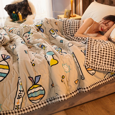 珊瑚法兰绒毛毯被子加厚双层单人午睡毛绒盖毯子铺床冬季垫被床单