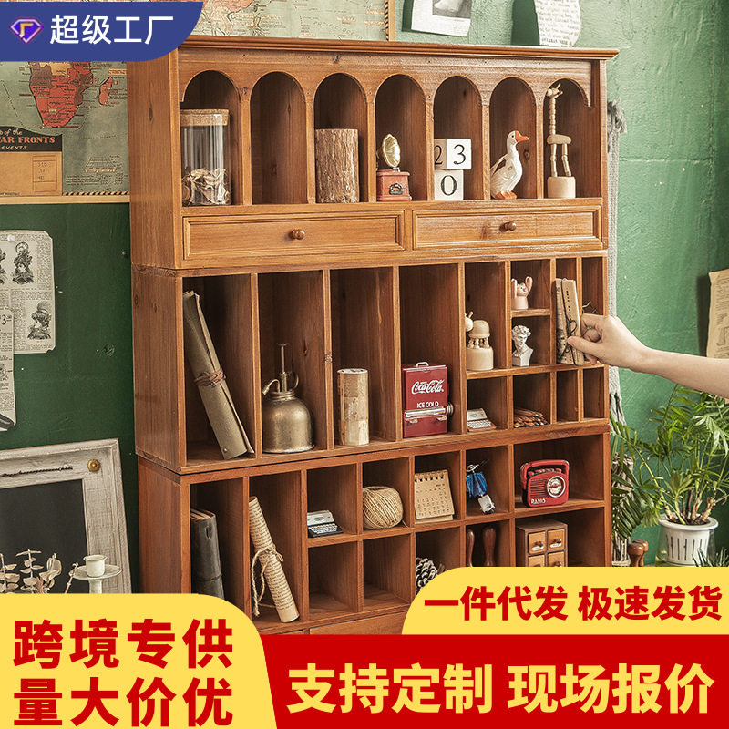 学生宿舍桌面收纳盒木质文具手账置物架书桌多功能抽屉格子整理柜