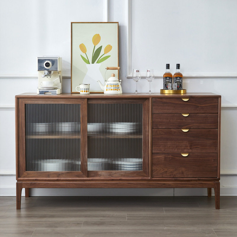 北欧黑胡桃木餐边柜现代简约实木储物柜客厅茶水收纳柜玻璃玄关柜,电子元器件市场,电线扎带/束线带,淘宝优惠券,粉丝福利购,淘宝优惠卷