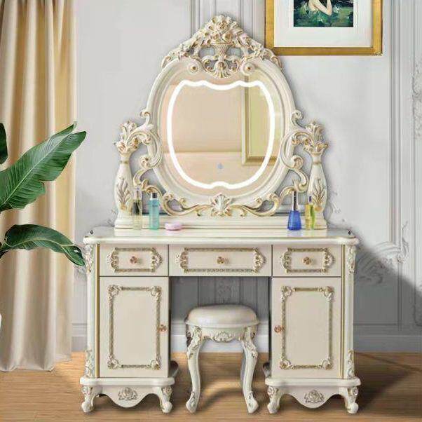 欧式梳妆台化妆镜子带灯卧室宫廷风化妆台轻奢高级新款网红时尚风