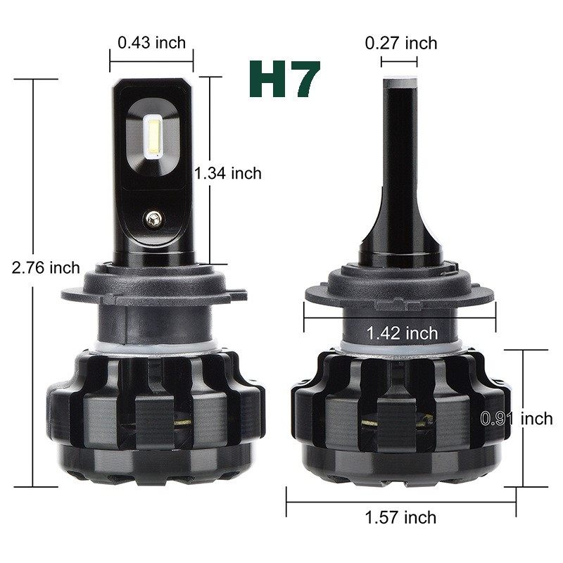 V1聚光型汽车led大灯h7h4h19005前大灯远光近光灯泡超亮车灯改装