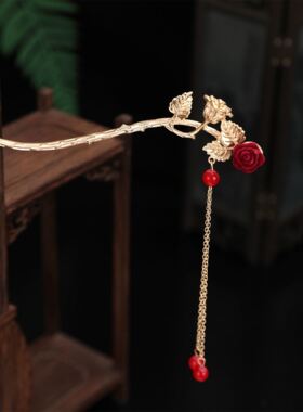 喜婆婆头上戴的花女士盘头花喜婆婆头饰高端结婚妈妈盘头发饰发簪