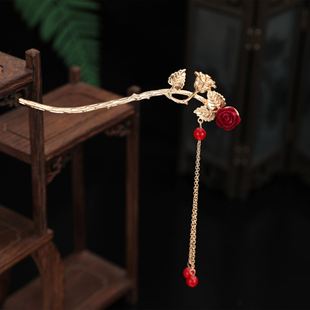 喜婆婆头上戴的花女士盘头花喜婆婆头饰高端结婚妈妈盘头发饰发簪