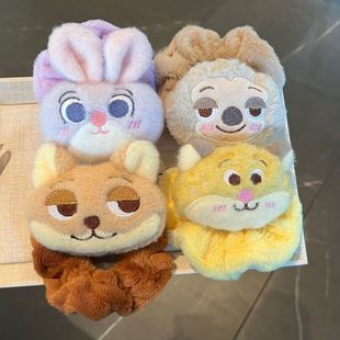 卡通疯狂动物城大肠发圈秋冬毛茸茸尼克朱迪发绳超萌少女百搭发饰