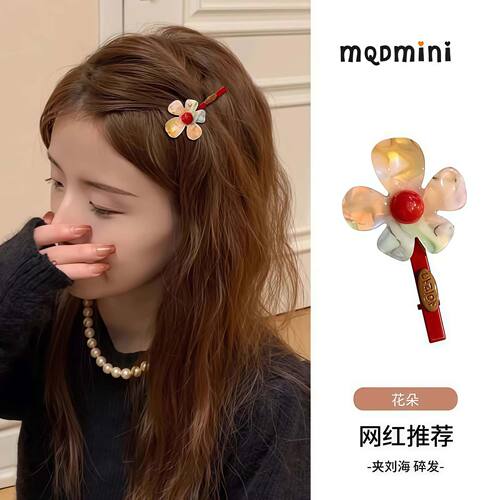 韩系小众炫彩花朵刘海碎发夹