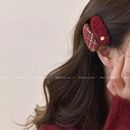 红色毛绒蝴蝶结发夹女新年侧边前额碎发夹刘海夹新年一字夹子头饰