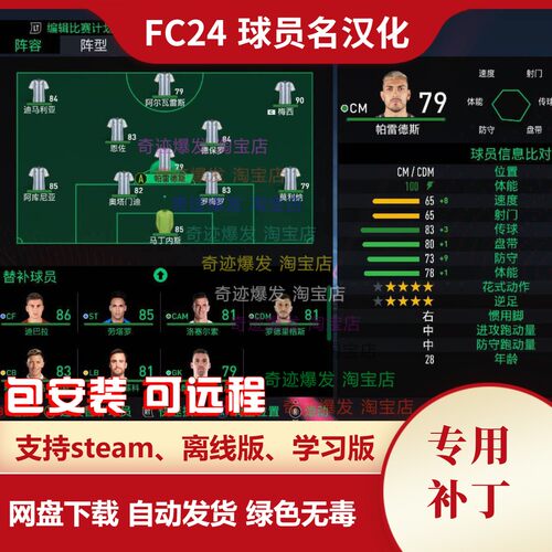 FC24 中文球员名汉化 FIFA24经理模式生涯模式均使用 不含游戏