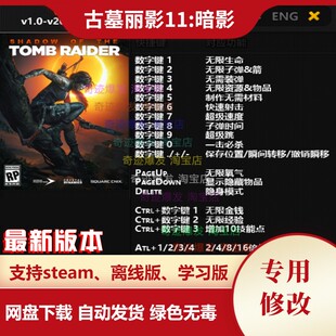 古墓丽影11暗影修改器 steam 电脑辅助教程秘籍存档 不含游戏