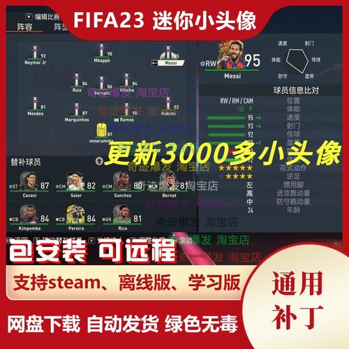 FIFA23 迷你小头像补丁包 增加大量彩色真实球员小头像 不含游戏
