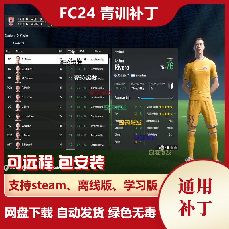 FC24青训补丁 青年球员高潜力能力提升特性数量降低报价 不含游戏