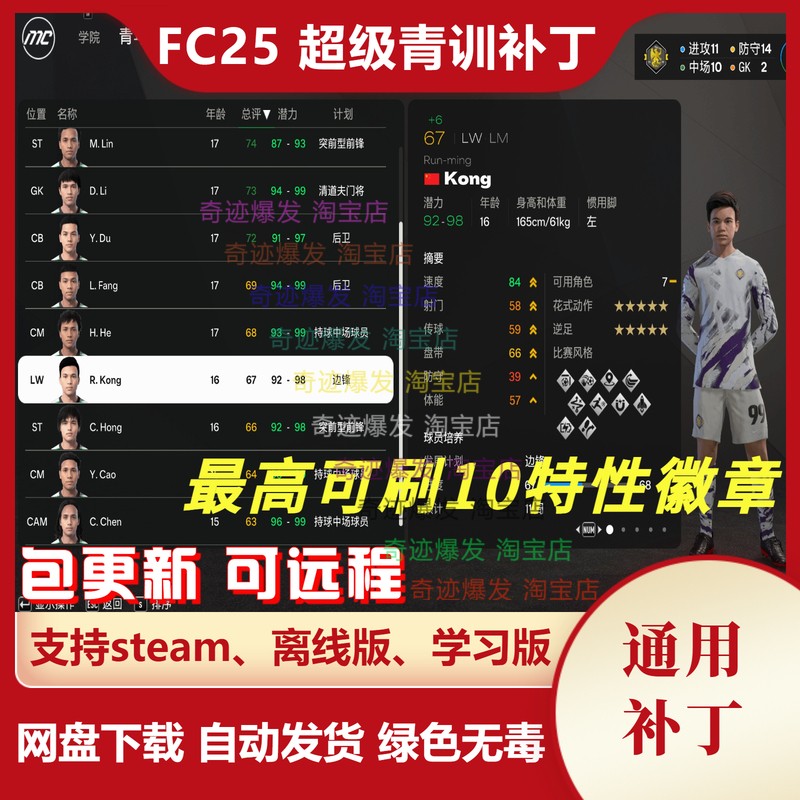 FC25超级青训补丁 青年球员潜力高能力特性数量提升超级天才产出