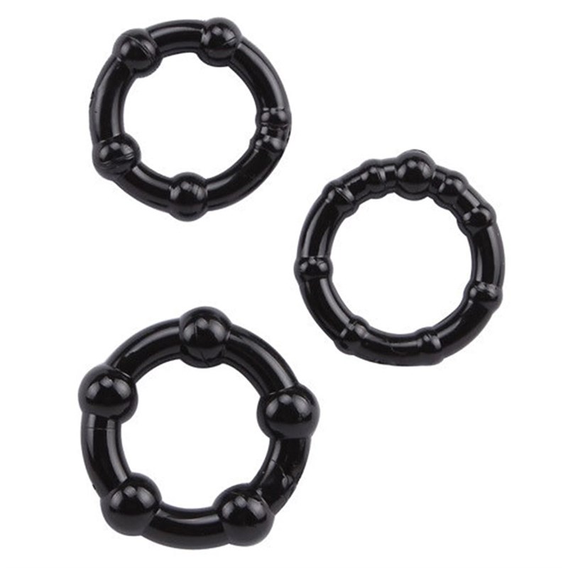 3pcs Penis Ring Set Stay Hard Beaded Cockring Enhancer Delay