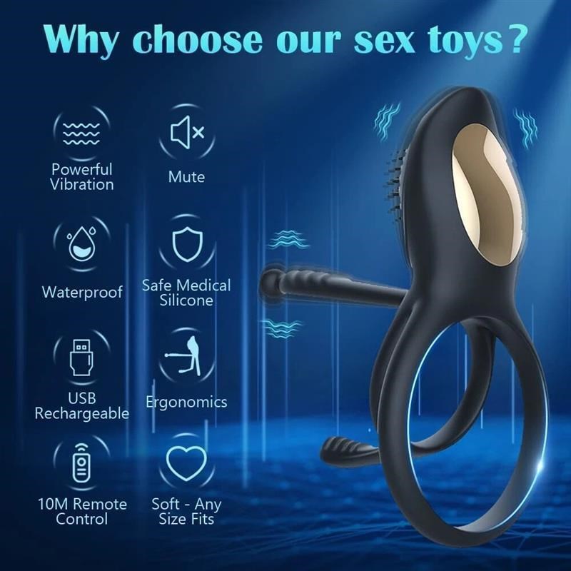 Penis Vibrator Ring Cock Prostate Massager Male Adult Sex To