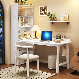 实木转角书桌书架一体桌书柜组合学习桌学生家用电脑桌拐角工作台