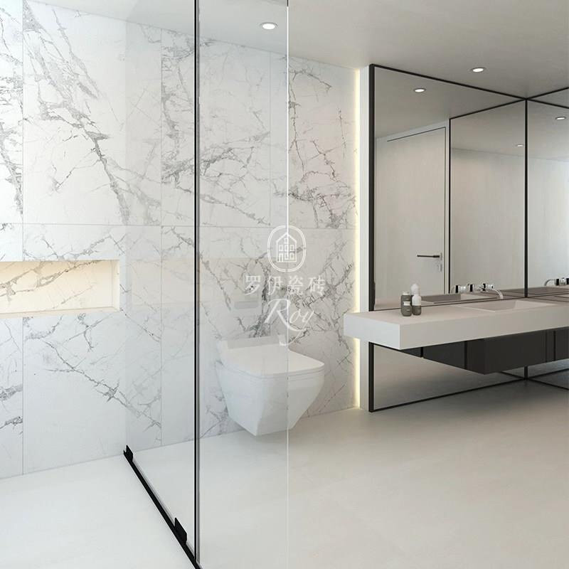 新品轻法式寒江雪瓷砖现代客厅卫生间柔光肌肤大花白大理石花纹墙