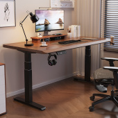 实木电动升降桌电脑桌椅套装 书桌家用办公桌电竞桌子可升降工作台