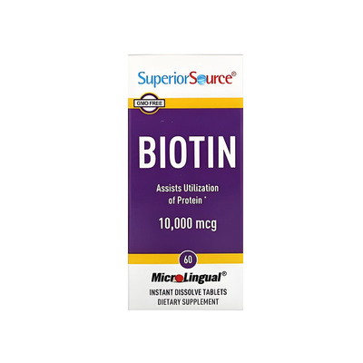 保税仓美国Superior Source生物素10000mcg60粒维生素B7生发防脱