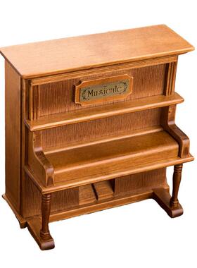 仿真立式钢琴音品乐盒八音盒木选质工艺品摆件赠79050节日送礼多