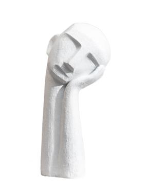 现代轻奢软装样板房间客厅设计师款白色歪头人像雕塑家居桌面摆件