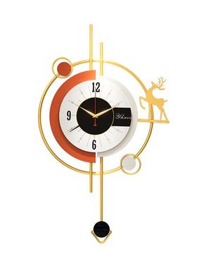 203新款创意客厅时尚音约现代大气时钟挂钟静2AMZ挂墙艺术轻奢简