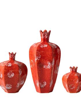 新中国CTB-2478风禅意红色陶式瓷罐复古干枝花瓶茶装饰软品摆件家