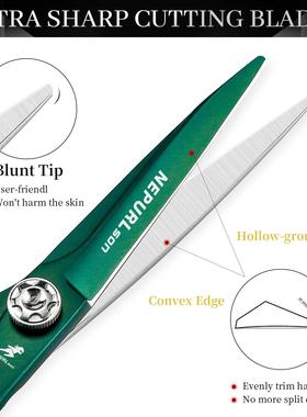 6.0寸Fn亮绿色平数控薄刀头美发剪刀理发剪NEPURLSO剪刘海剪牙剪