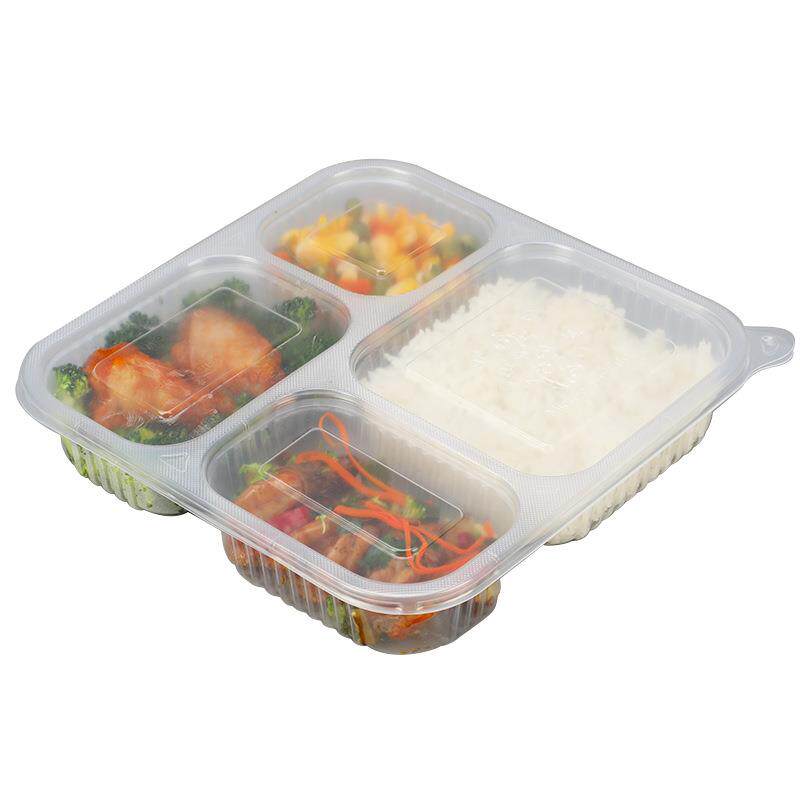 赛卓一次性餐盒四格塑料外卖打包盒带盖长方形快餐盒便当饭盒