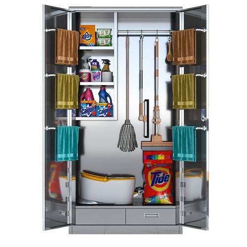 不锈钢清洁柜工厂教室商场工具杂物收纳储物柜卫生家政保洁拖把柜