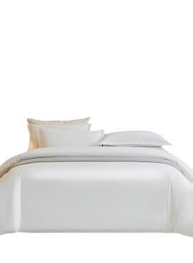 工厂现货纯全棉白店色件宿宾馆民纯白贡缎酒布GWN草套四件套