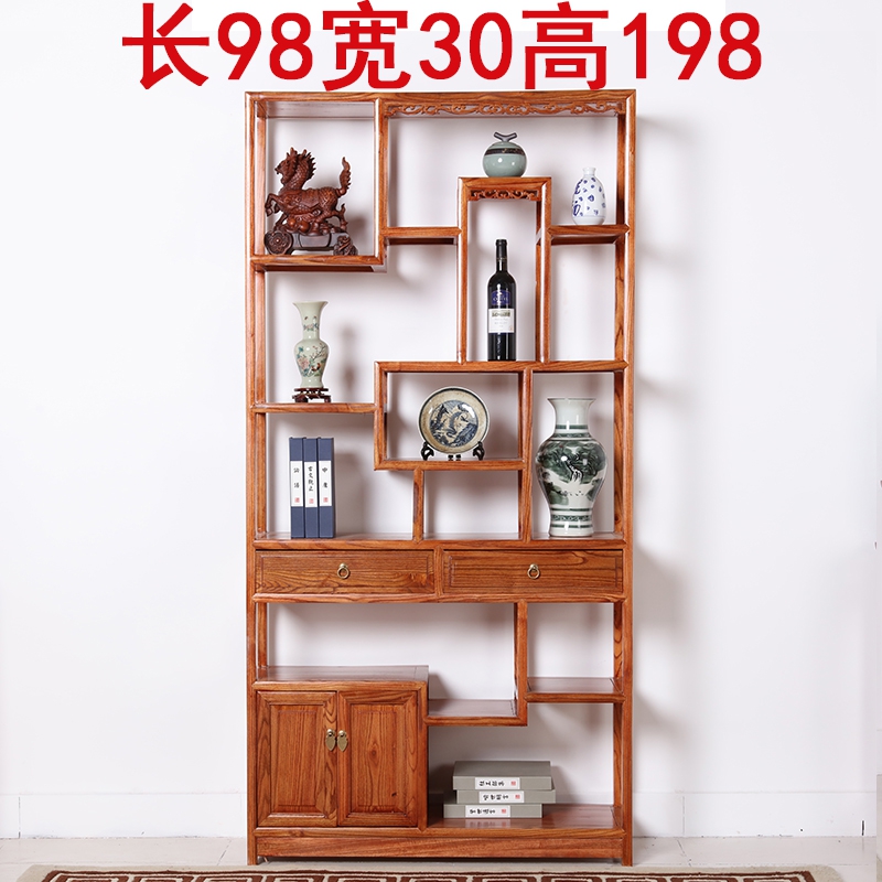 博古架实木多宝阁中式仿古家具榆木茶叶展示陈列柜客厅隔断置物架