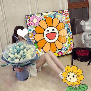太阳花墙壁装饰画背景墙客厅卧室摆画墙画向日葵挂画床头墙面壁画