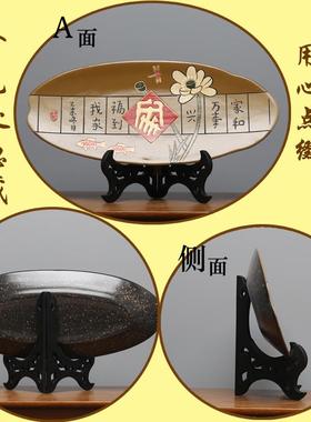 新中式复古风陶瓷盘子摆件家庭客厅入户进门博古架玄关隔断装饰