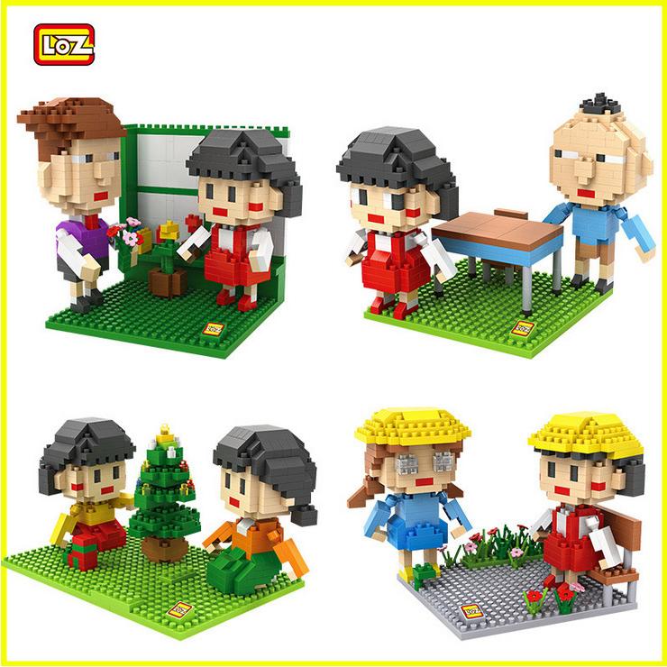 loz小颗粒微钻石积木樱桃小丸子场景版系列拼插玩具gift9831-9834