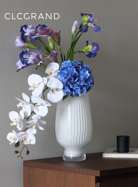 白色琉璃花瓶高级感摆件轻奢高档法式客厅餐桌鲜花插花装饰品摆设
