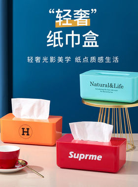 Q4012家用纸巾桌面日式塑料盒客厅简约创意多功能创意收纳盒抽纸