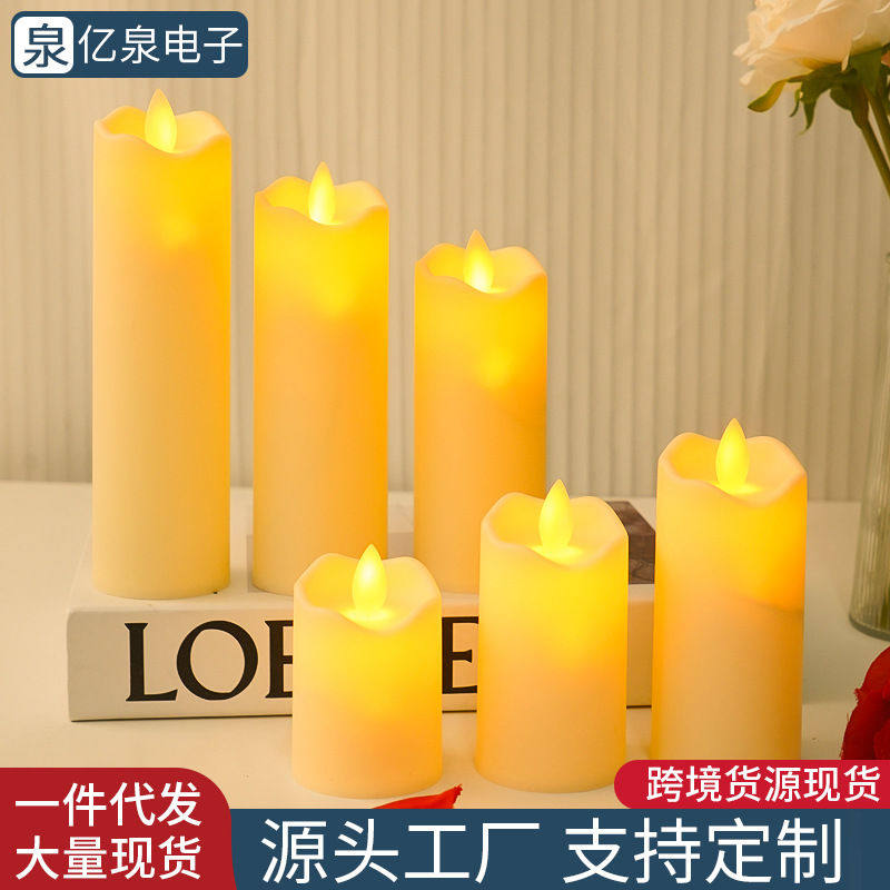 2025新款时尚光面LED蜡烛灯波浪造型浪漫装饰婚礼