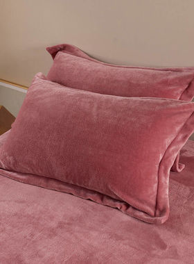 2025新款舒适珊瑚绒48x74cm灰色法兰绒枕头套一对装高质感枕巾