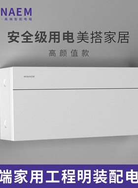 蒙斯朗纯平配电箱明装室内高颜值强电箱24位强电布线盒家用控制箱