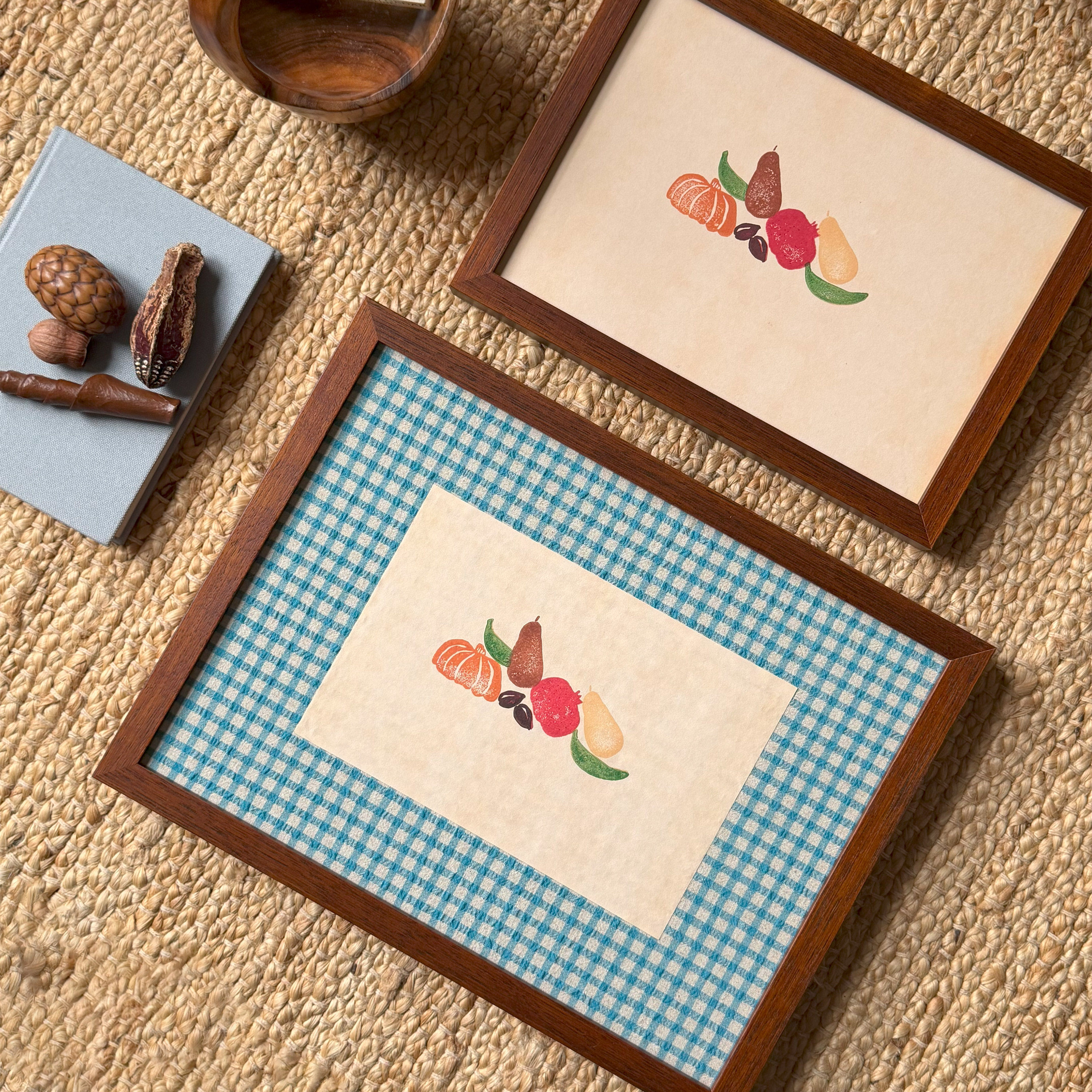 【非遗彩拓】蔬果盈门吉祥田园中古风装饰画实木沙发背景边柜挂画,家居饰品,现代装饰画,淘宝优惠券,粉丝福利购,淘宝优惠卷