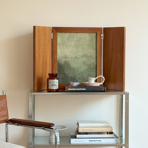 【清风雨雾】实木开扇画抽象艺术风景活动装饰画客厅沙发背景边柜