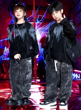 速发街舞儿童潮服士童爵男舞o演服童嘻哈hiph表p炸街少儿演出服套