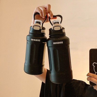 速发大容量黑色保温杯生高颜值锈不6钢水杯杯携便子水壶男吨吨桶