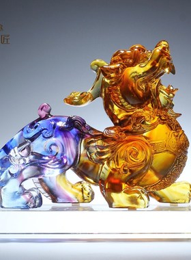 速发琉璃貔貅摆件一对招财客厅玄关办公室装饰品店铺开业乔迁新居