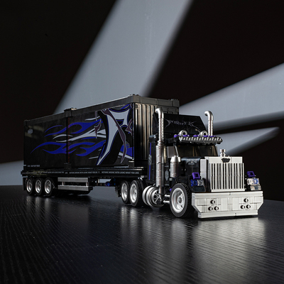 PB品铂复古美式大拖头集装箱重型货车PB8829拼装积木玩具汽车模型