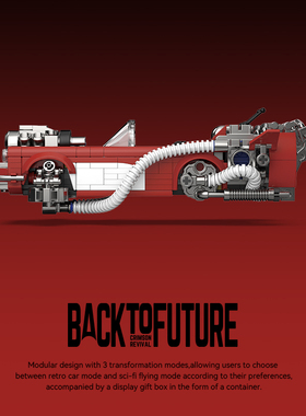 PB品铂回到未来第二弹红色劳拉跑车拼装积木集装箱汽车玩具模型