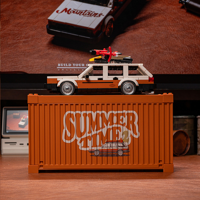 PB品铂夏日系列第二季普桑旅行露营车集装箱拼装积木汽车模型礼物
