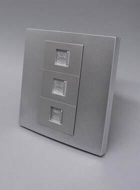 银灰色86型双口网络电话插座2个RJ45超五类网络电话宽带网络面板