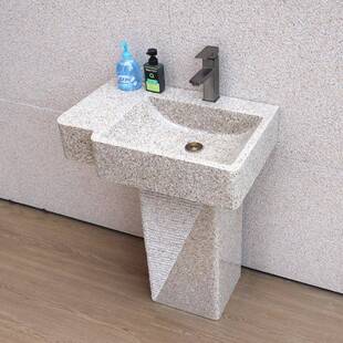 庭院户外水槽石头洗手台盆天然花岗岩立柱式洗漱台大理石材洗手池